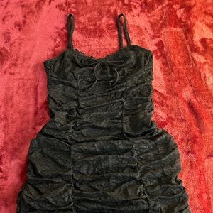H&M Black Ruched Bodycon Mini Dress